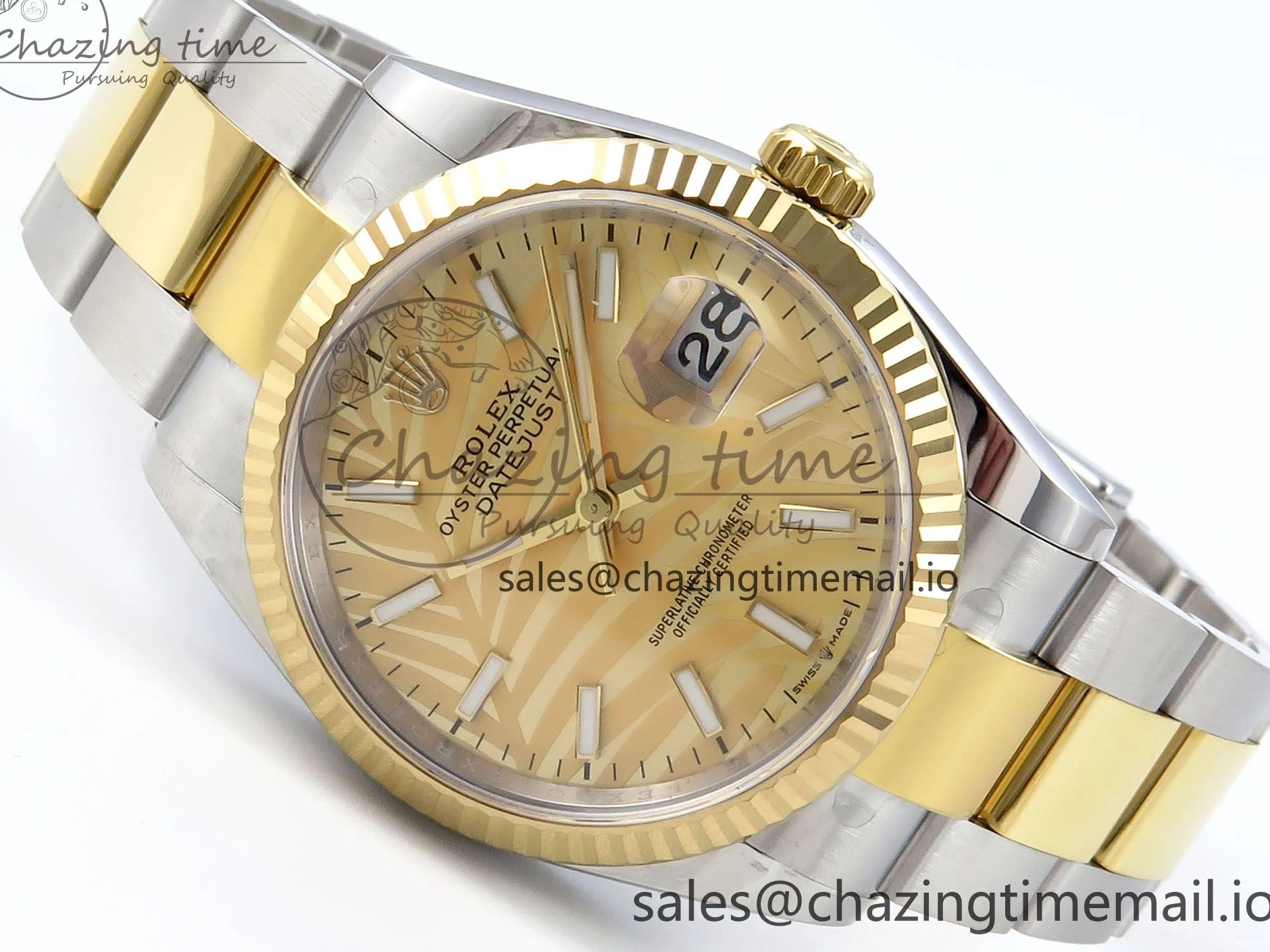126233 Edition YG Dial 36 A3235 Bracelet on YG Best Leaf SS Stick Oyster DateJust EWEF 0505